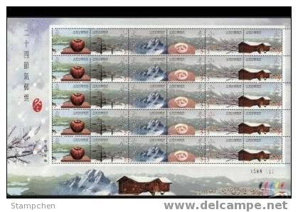 Taiwan 2000 Weather Stamps Sheet - Winter Snow Mount Pine Plum Tonic Food Plum Blossom Rice Balls - Blocs-feuillets