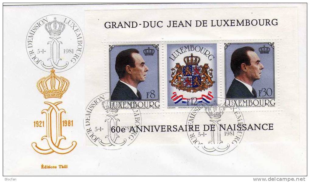 Jubiläum 1981 Großherzog Von Luxemburg 1022/4,ZD+Block 13 FDC 8€ Porträt Hojas Bloc Hb M/s Wap Sheet Bf Cover Luxembourg - FDC