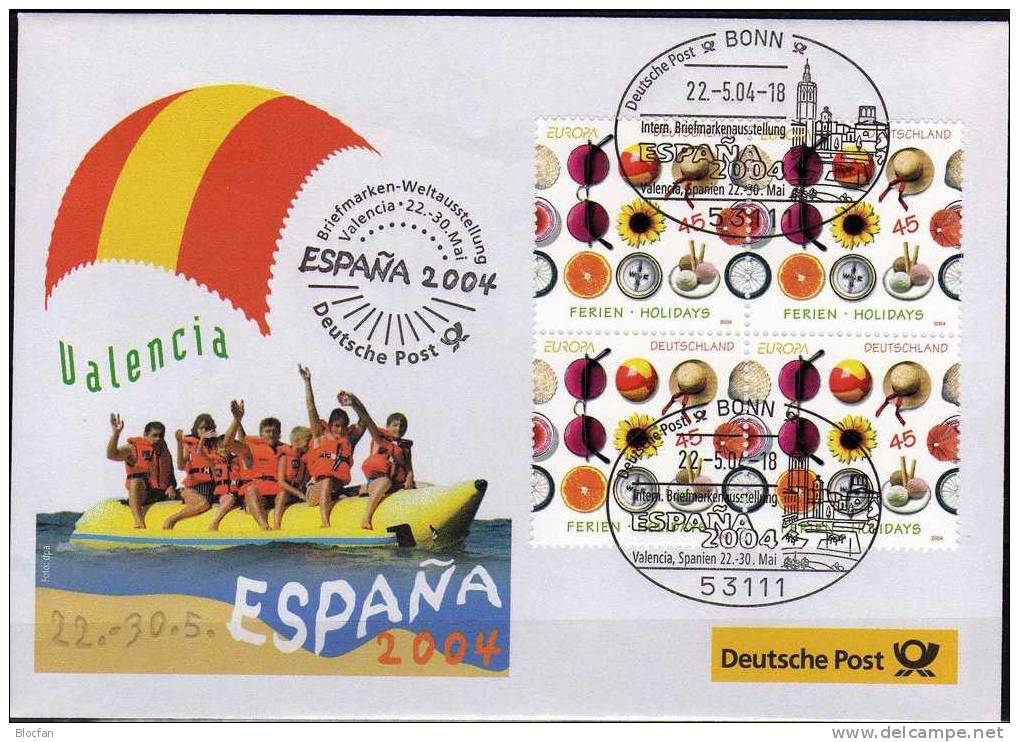 ESPANA´2004 Valencia Bund 2397 VB SST 6€ Offizieller Messebrief MBrf.4/04 CEPT Ferien Urlaub Mit Sonne, Obst - 2004