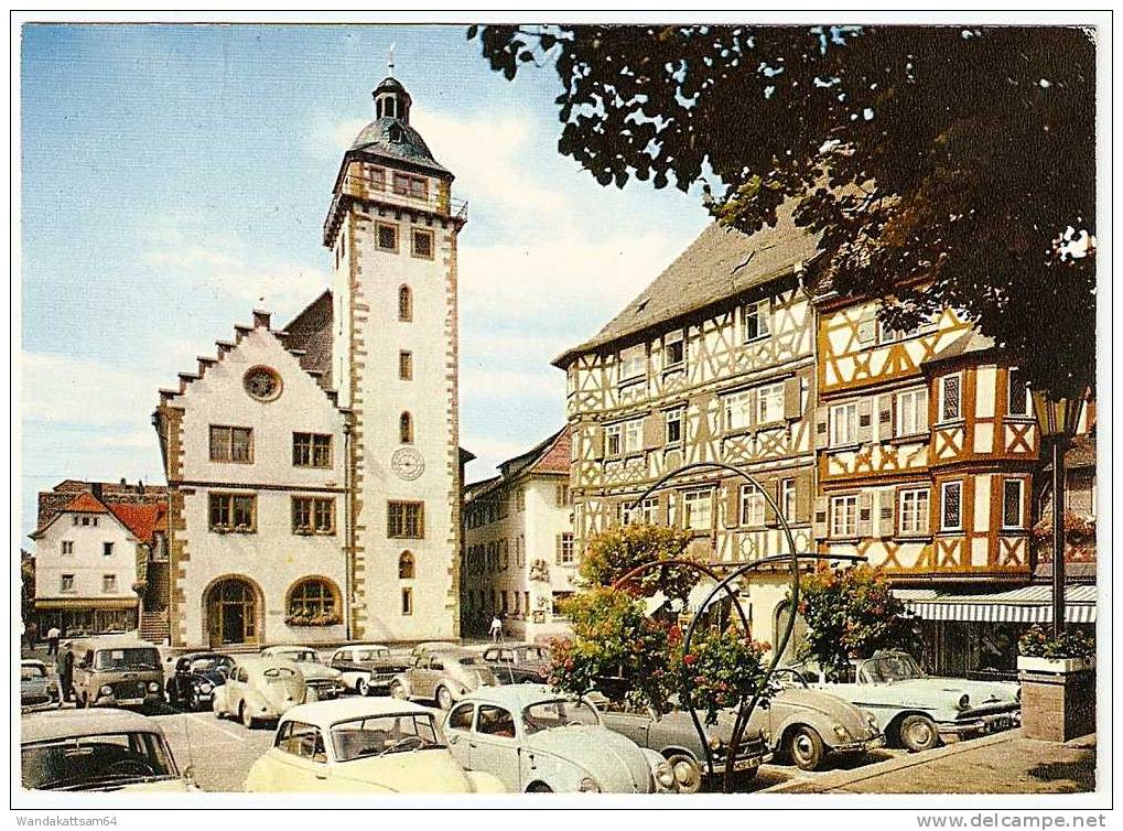 AK 211 MOSBACH Im Badischen Neckartal Marktplatz Mit Rathaus Und Palm´ Schem Haus Mit VW-Käfer 12. 9.71 - 10 695 MOSBACH - Mosbach