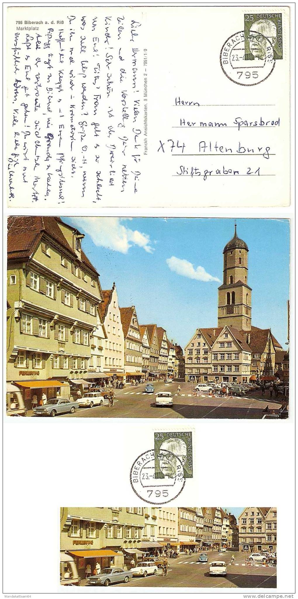 AK 795110 795 Biberach A. D. Riss Marktplatz VW-Käfer Oldtimer Zebrastreifen 23. 4.73 - 11 795 BIBERACH AN DER RISS - Biberach