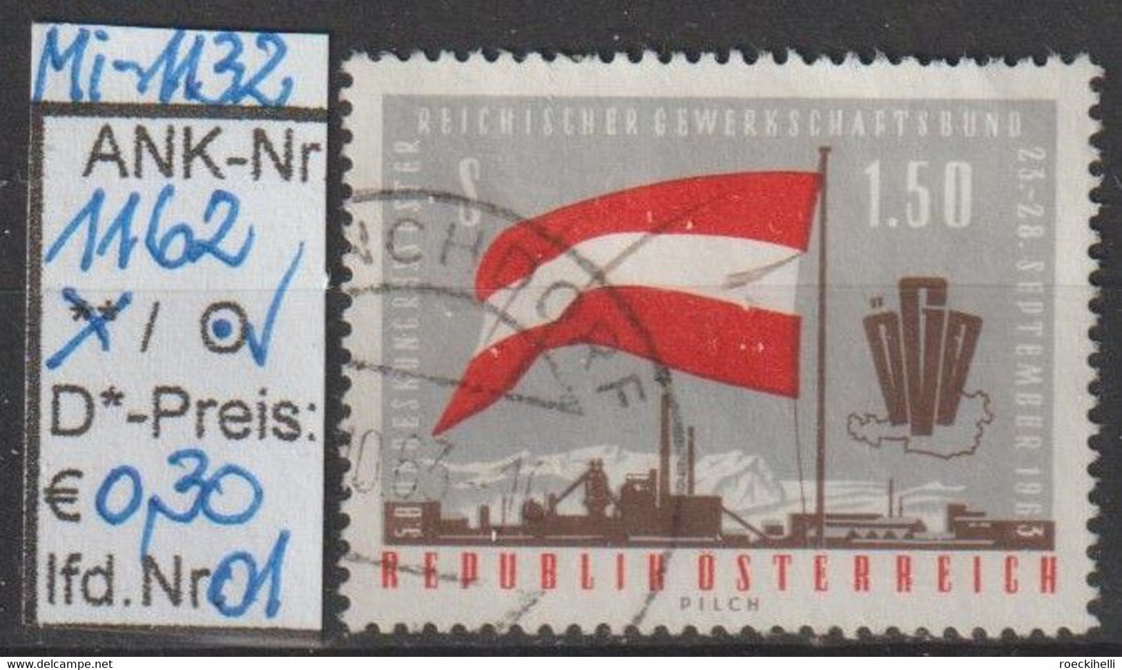 1963 - ÖSTERREICH - SM  "Bundeskongreß D. ÖGB-Gewerkschaftsbundes" S 1,50 Mehr - O Gestempelt  -  S.Scan (1162o 01   At) - Gebraucht