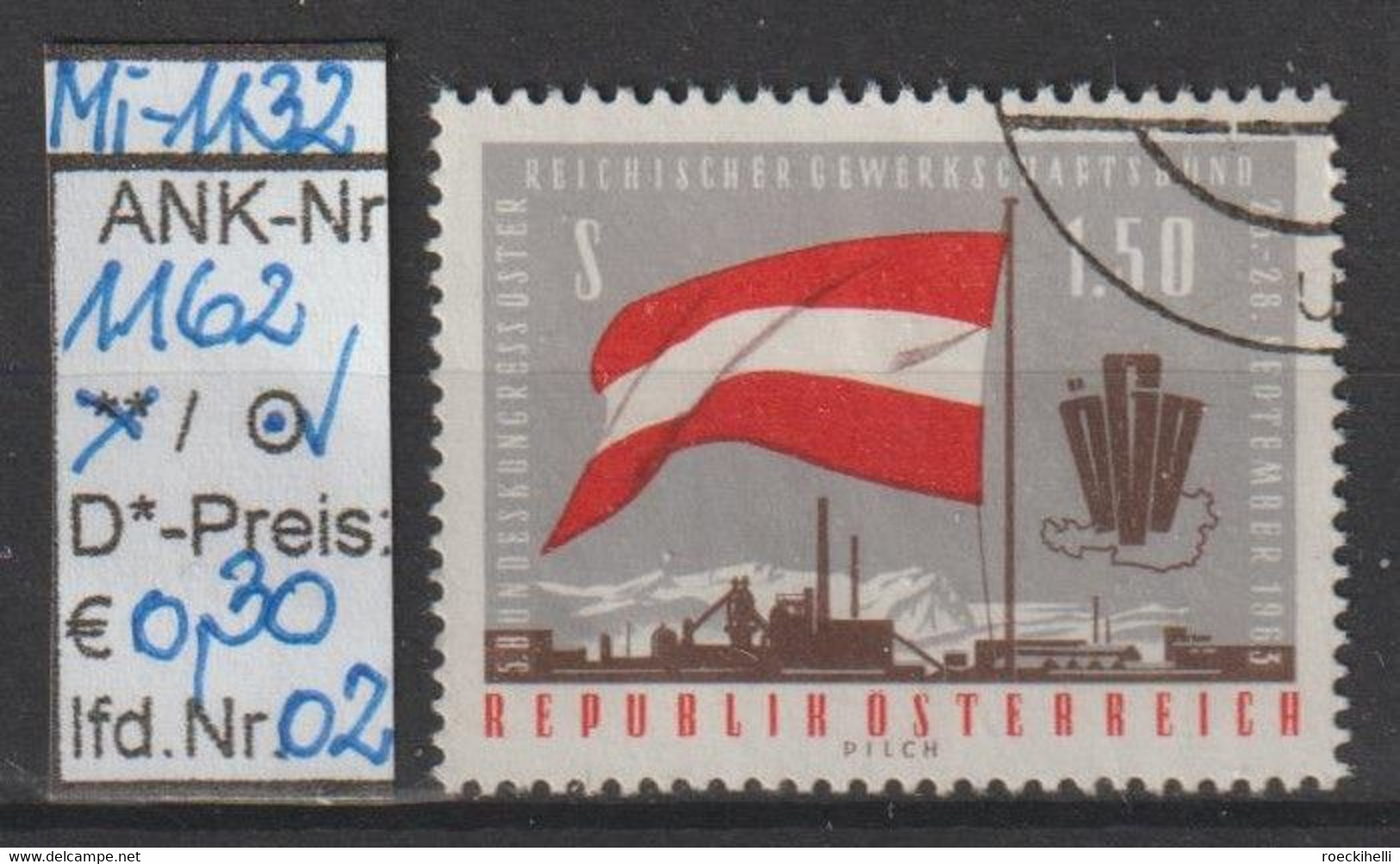 1963 - ÖSTERREICH - SM "Bundeskongreß D. ÖGB-Gewerkschaftsbundes" -  O Gestempelt  -  Siehe Scan (1162o 02   At) - Used Stamps