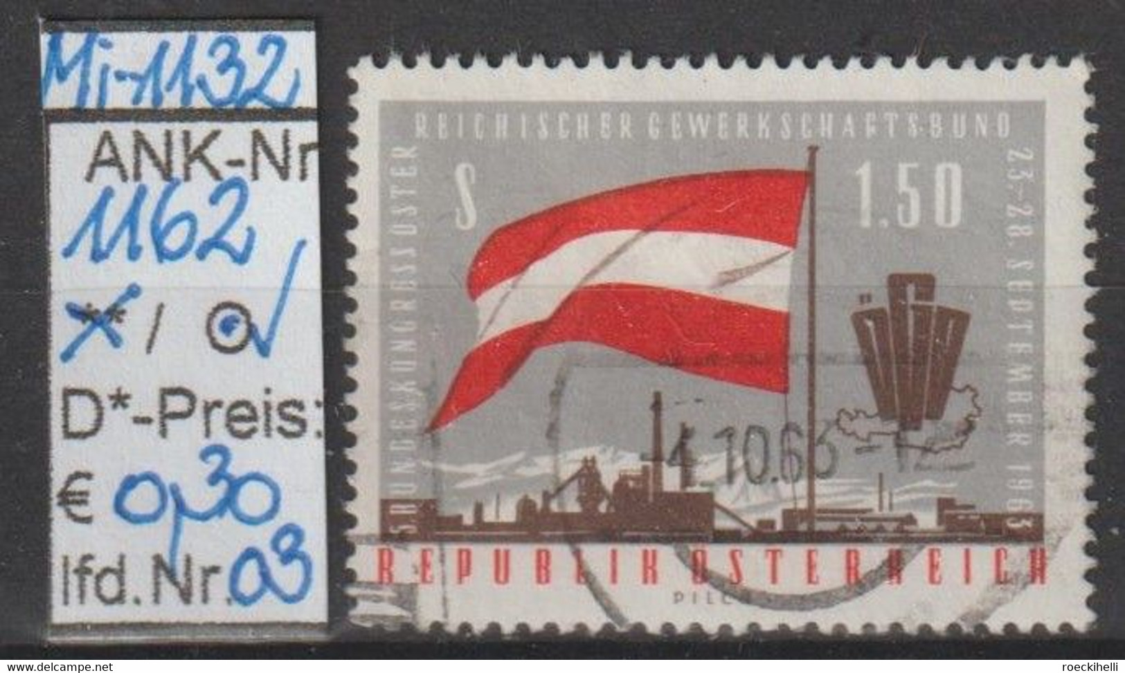23.9.1963 - SM "Bundeskongreß D. ÖGB-Gewerkschaftsbundes"  S 1,50 Mehrf. -  O Gestempelt  -  S.Scan (1162o 03   At) - Oblitérés