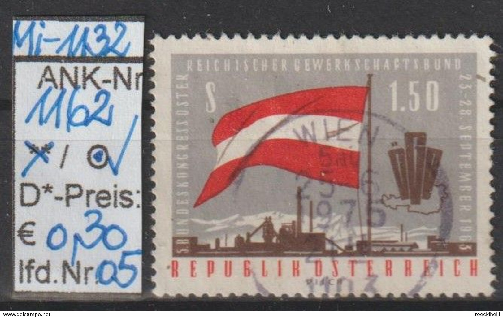 1963 - ÖSTERREICH - SM "Bundeskongreß D. ÖGB- Gewerkschaftsbundes"  -  O Gestempelt  -  Siehe Scan (1162o 05   At) - Used Stamps