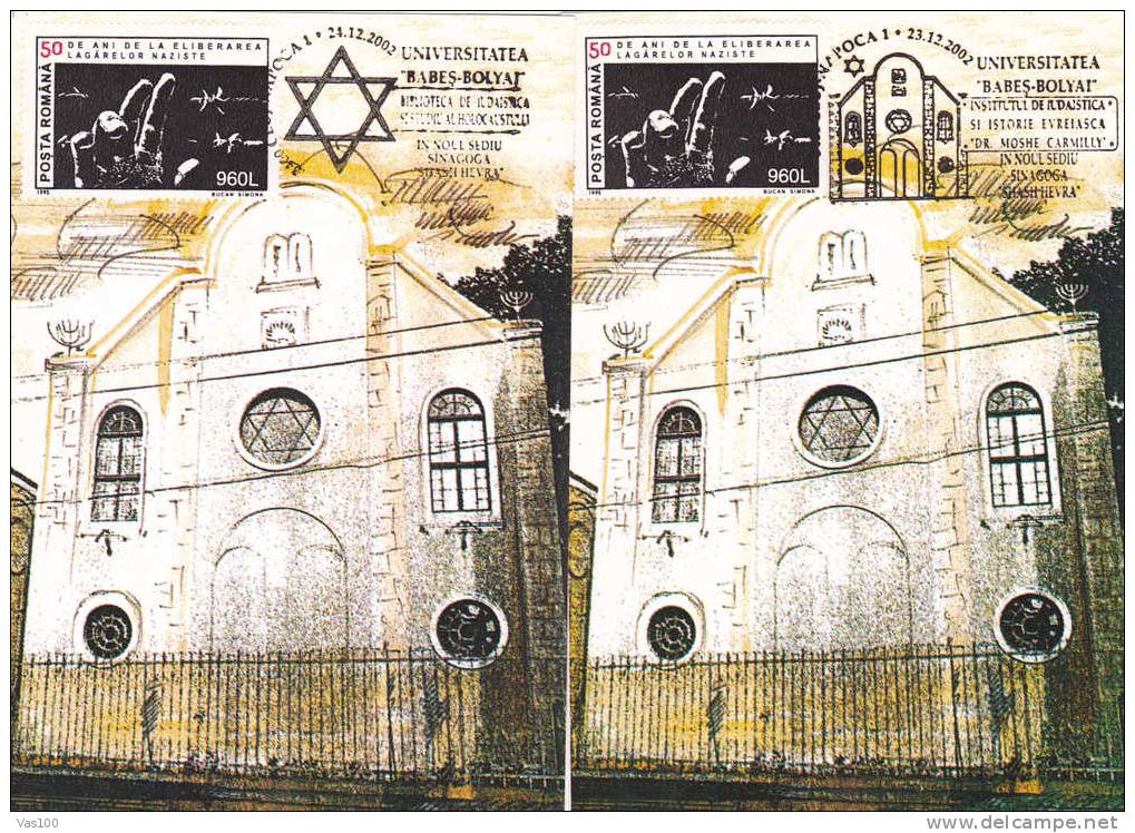 Jewish Synagogue Cluj-Napoca 2002 Maxicard,carte Maximum 2X, Romania Very Rare Personal Realization!. - Jewish