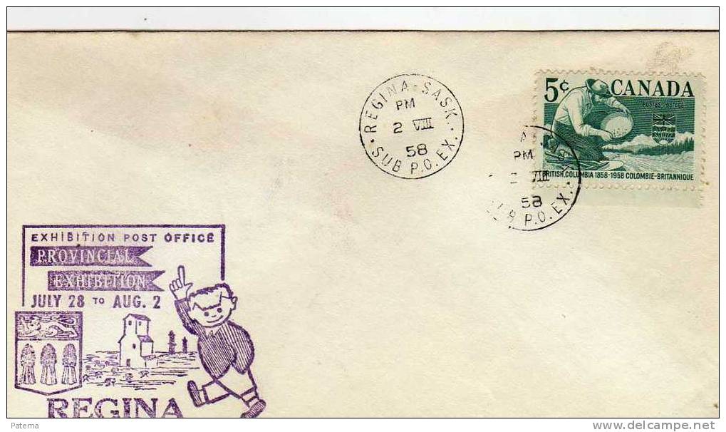 Carta, Exhibition, REGINA-SASK 1958 ( Canadá), Cover, Letter - Brieven En Documenten