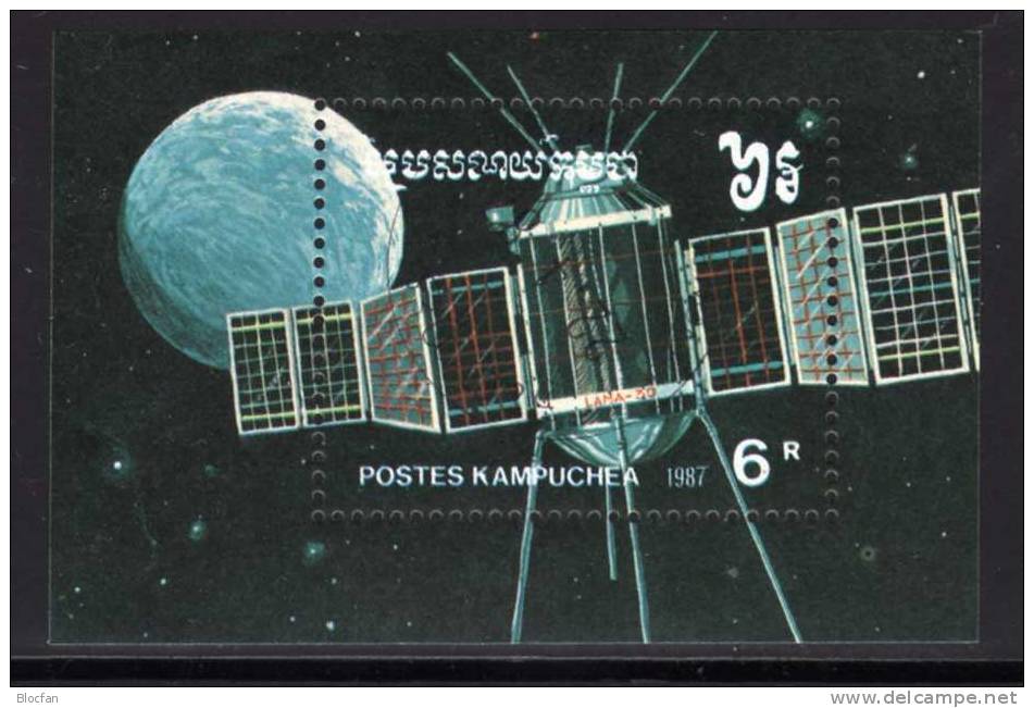 Erforschung Der Sterne Und All Kambodcha 855/2+ Block 152 O 5€ Sputnik,Proton,Elekton,LUNA - Collections