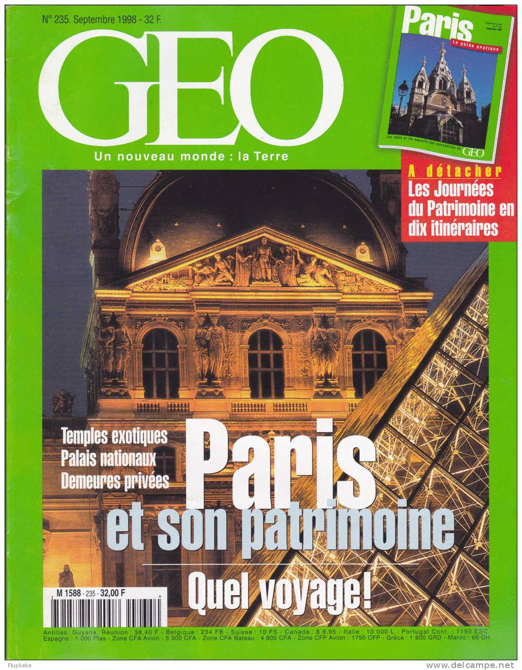 Géo 235 Septembre 1998 Paris Et Son Patrimoine - Aardrijkskunde