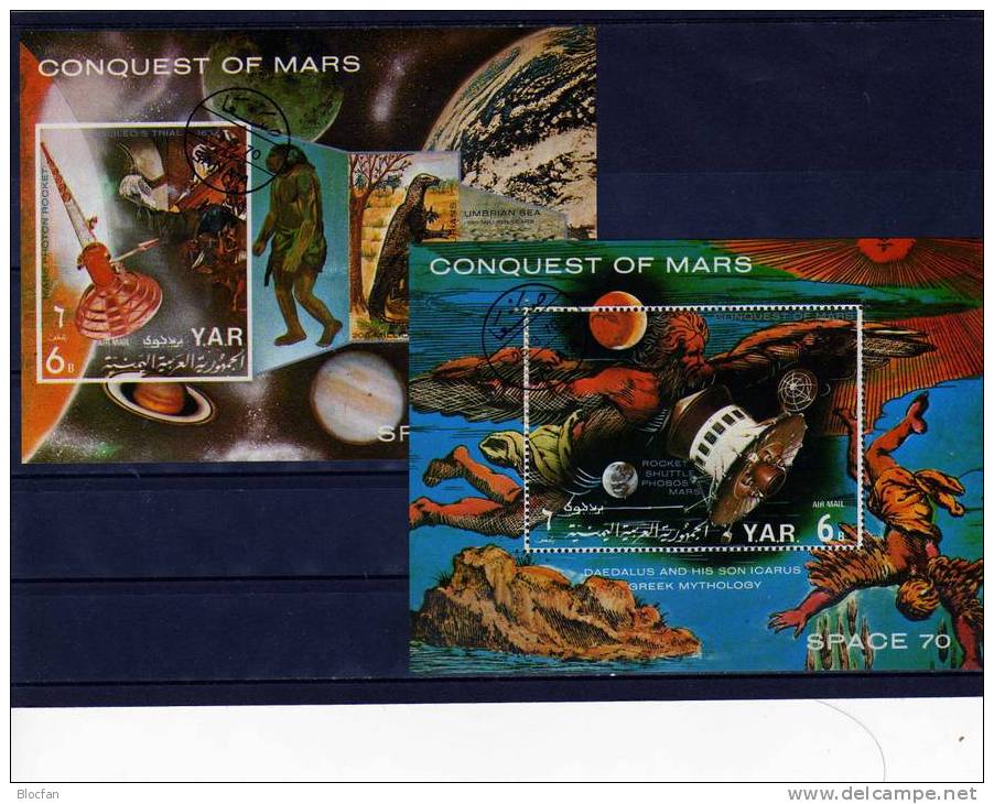 Zukunftsprojekt Eroberung Des Mars Yemen 1397/05 Block 165/6 O 10€ Dädalus Und Raumschiff, Photon Mars - Rakete - Asia