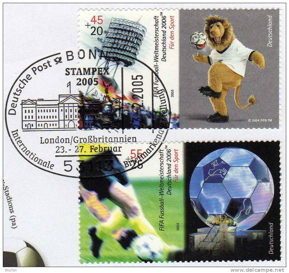 Stampex'2005 London BRD 2439+40 SST 7€ Offizieller Messebrief MBrf.1/05 Sport Fußball-WM Stadion Globus Ball Soccer - 2006 – Deutschland