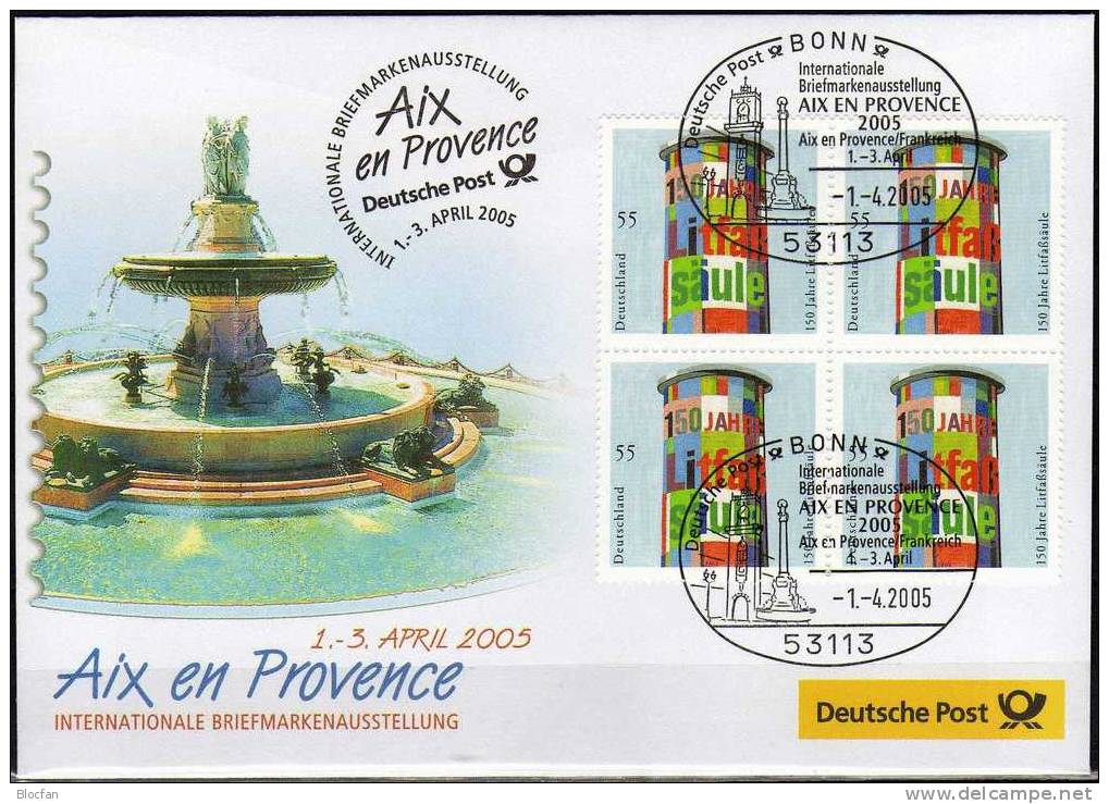 AIXenProvence'2005 France Bund 2444 VB SST 6€ Offizielle Messebrief MBrf.2/05 Litfaßsäule 150 Jahre Straßen-Werbung - Autres & Non Classés
