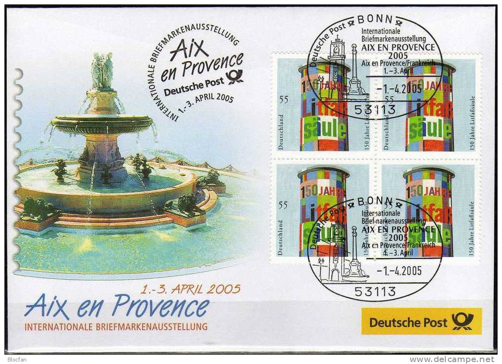 AIXenProvence'2005 France Bund 2444 VB SST 6€ Offizielle Messebrief MBrf.2/05 Litfaßsäule 150 Jahre Straßen-Werbung - Sonstige & Ohne Zuordnung