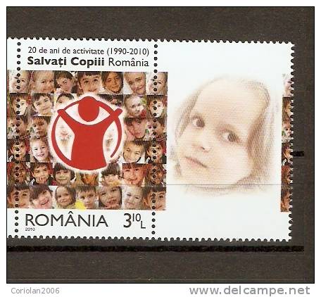 Romania 2010 /  20 Years Of Activity "SAVe THE CHILDREN" / 1 Val With Label - UNICEF