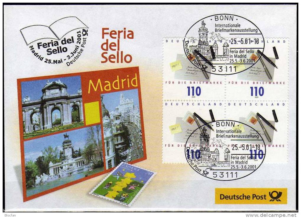 Feria Del Sello´2001 Madrid BRD 2148 VB O 7€ Offizieller Messebrief Brief Schreibzeug Marke 2073 MBrf.5/01 Cover Germany - Briefe U. Dokumente