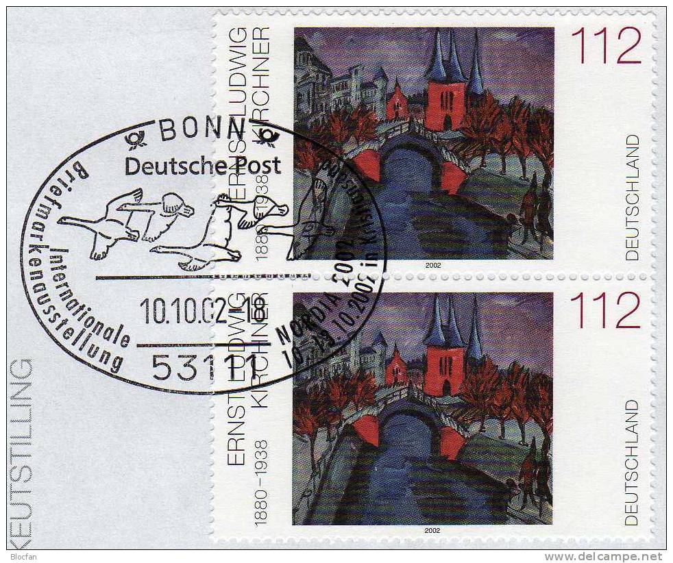 NORDIA´2002 Norwegen BRD 2279 ZD SST 5€ Offizielle Messebrief Malerei Kirchner Rotes Ufer MBrf.9/02 Art Cover Bf Germany - Storia Postale