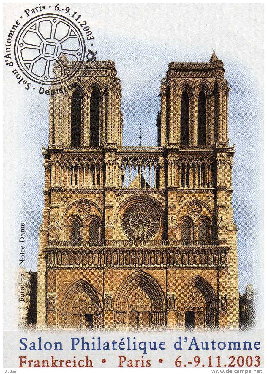 Salon Philatelique´2003 Paris Bund 2329 VB O 5€ Offizielle Messe-Brief Kultur-Erbe Dom Köln MBrf.10/03 BRD Cover Germany - Briefe U. Dokumente