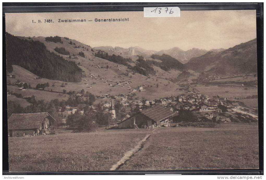 Zweisimmen Generalansicht Mit Fussweg Und Bauernhof (1376) - Zweisimmen