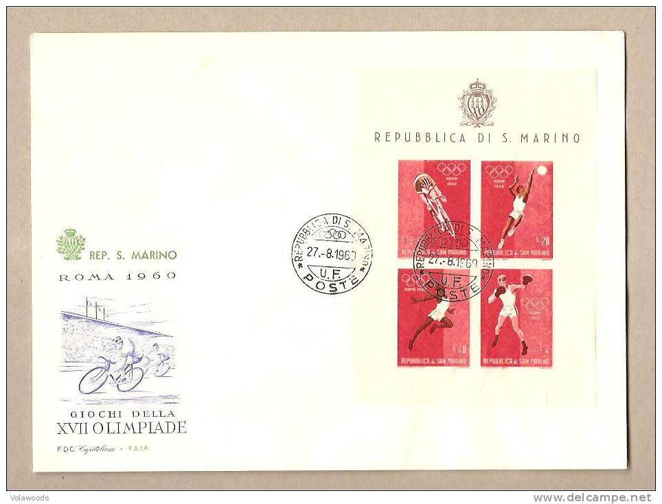 San Marino - 3 Buste Fdc Con Serie Completa In Foglietti Non Dentellati: Giochi Olimpici Di Roma - Summer 1960: Rome