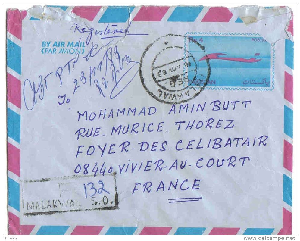 Pakistan. Entier Aérogramme Recommandé Pour France. - Pakistan