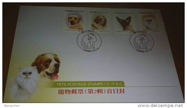 FDC Taiwan 2006 Pet Stamps (II) Dog Cat Fauna - FDC
