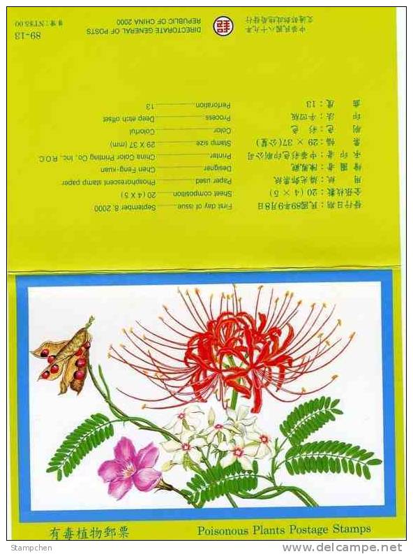 Folder Taiwan 2000 Poison Plants Stamps Flower Flora Plant - Neufs