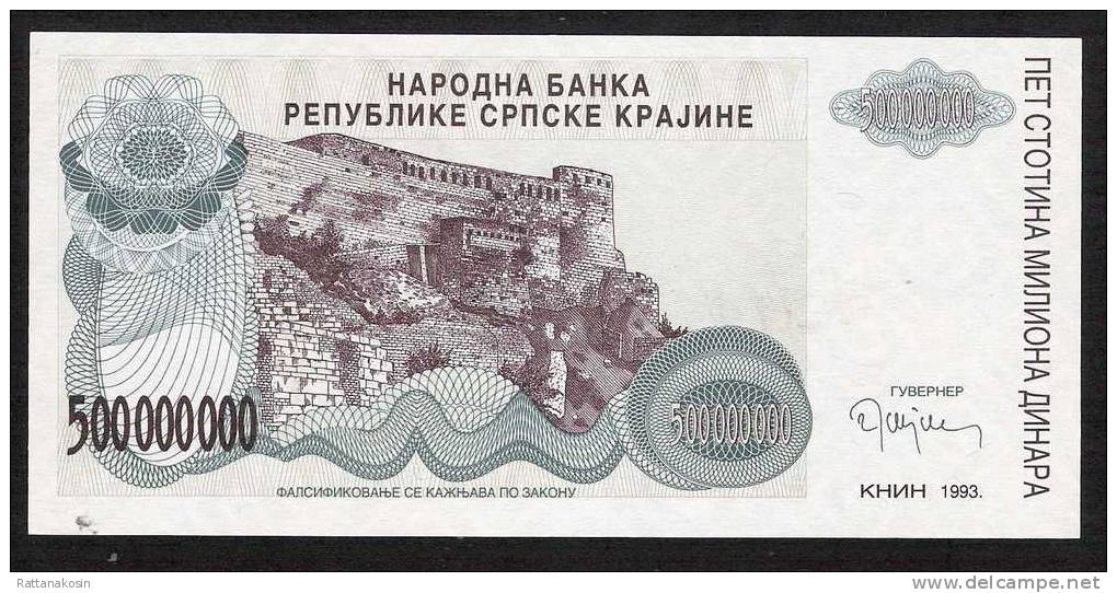 SERBIA KRAJINA PR26  500.000.000 DINARA 1993 #A     KNIN UNC. - Serbien