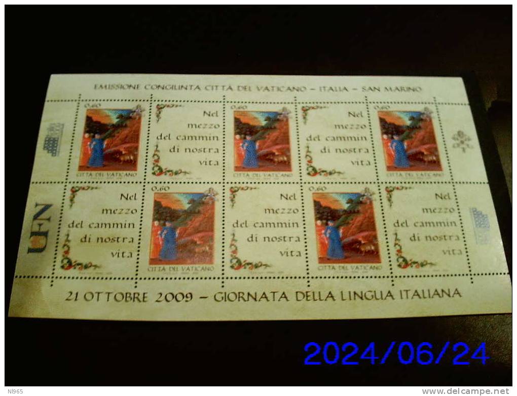 CITTA´ DEL VATICANO - VATIKAN STATE - ANNO 2009 - Giornata Della Lingua Italiana - Emissione Congiunta  - ** MNH - Neufs