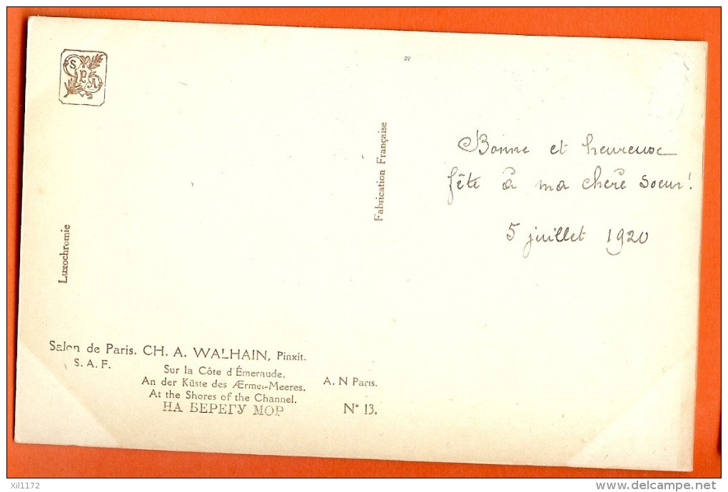 Ch298 Chèvre Et Jeune Fille De Walhain,Sur La Côte D´Emeraude.Salon De Paris.Circulé Sous Enveloppe En 1920 - Musées