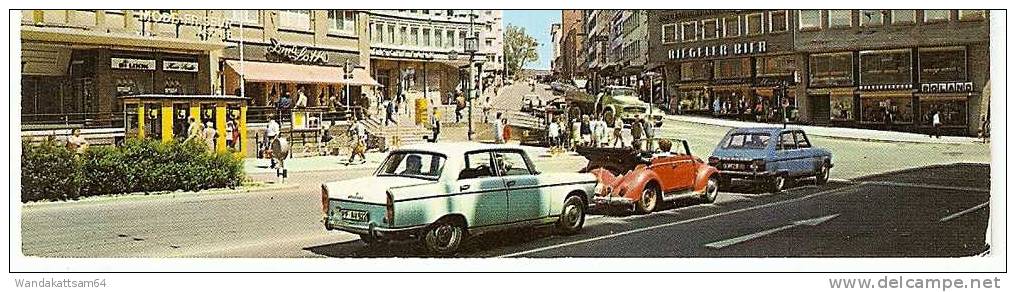 AK Pforzheim Am Leopoldsplatz Coca-Cola VW-Käfer Cabrio Riegeler-7.10.76 7130 MÜHL Werbestempel SÜDDEUTSCHE SENDERSTADT - Pforzheim