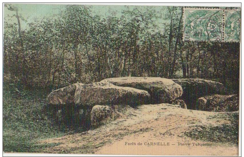 CPA 95 SAINT MARTIN DU TERTRE Forêt De Carnelle La Pierre Turquoise Carte Toilée Couleur 1907 - Saint-Martin-du-Tertre