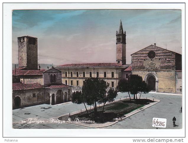 PO9585# FOLIGNO - Piazza S.Domenico - Biciclette - Acquerellata  VG 1955 - Foligno