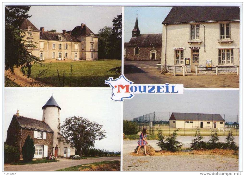 Mouzeil..belle Multi-vues..animée..l'Eglise..café-tabac..les Tennis - Autres & Non Classés