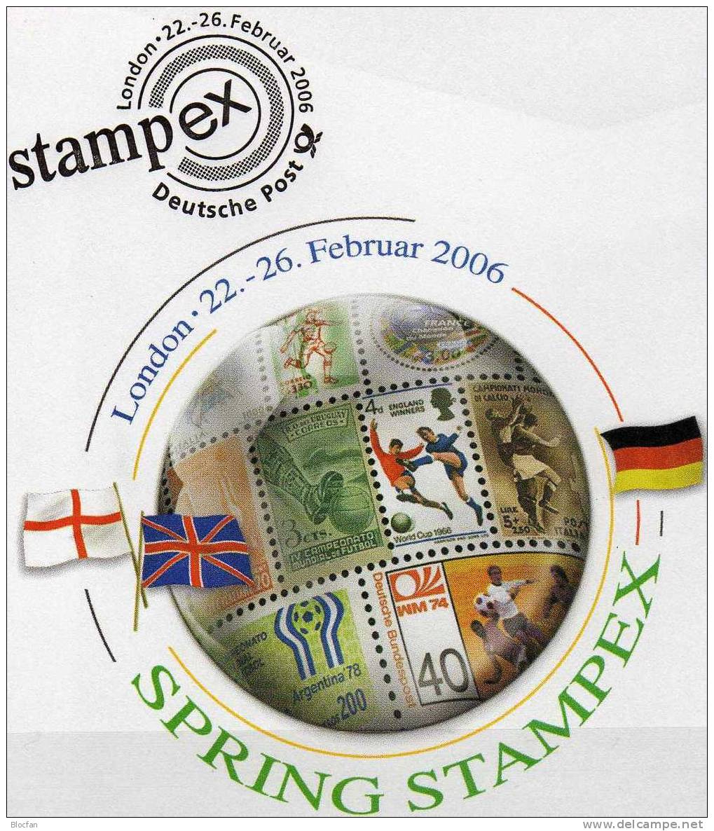 London SPRING Stampex'2006 BRD 2521 SST 8€ Offizieller Messe-Brief Fußball WM Plakat Stadion Globus Ball MBrf.1/06 - 2006 – Duitsland