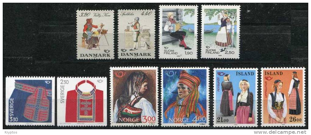 Nordic Countries - 1989 - Common Issue - "Folk Costumes" - Complete 5 Countries - Autres - Europe