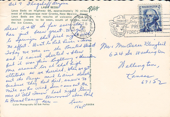 Lava Beds, New Mexico - Postmarked Smokey The Bear - Other & Unclassified