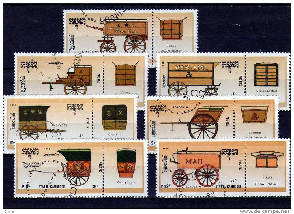 Stamp World London Kutschen Kambodscha 1097/4, 7xZD+ Block 172 O 6€ Post-Wagen,Karren - Collections (en Albums)