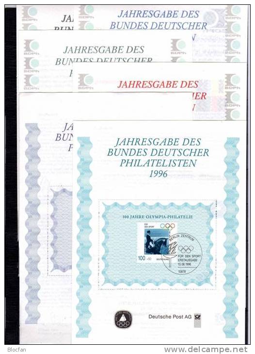Jahresgabe 1995-2000 BRD 6 Ersttagsblätter Mit Blocks SST Nummeriert 105€ Post - Transport, Dressur - Reiten - Collections (en Albums)