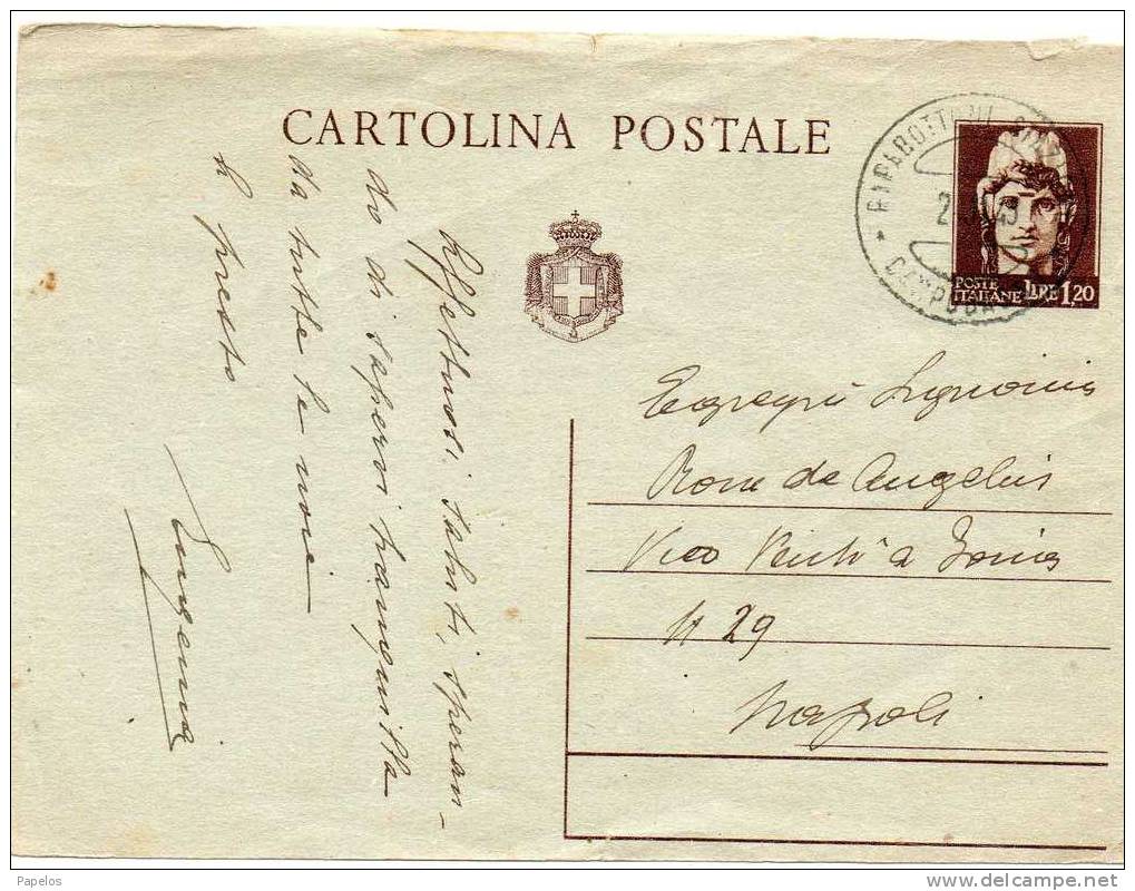1945 STORIA POSTALE   CARTOLINA  RIPABOTTONI  CAMPOBASSO - Storia Postale
