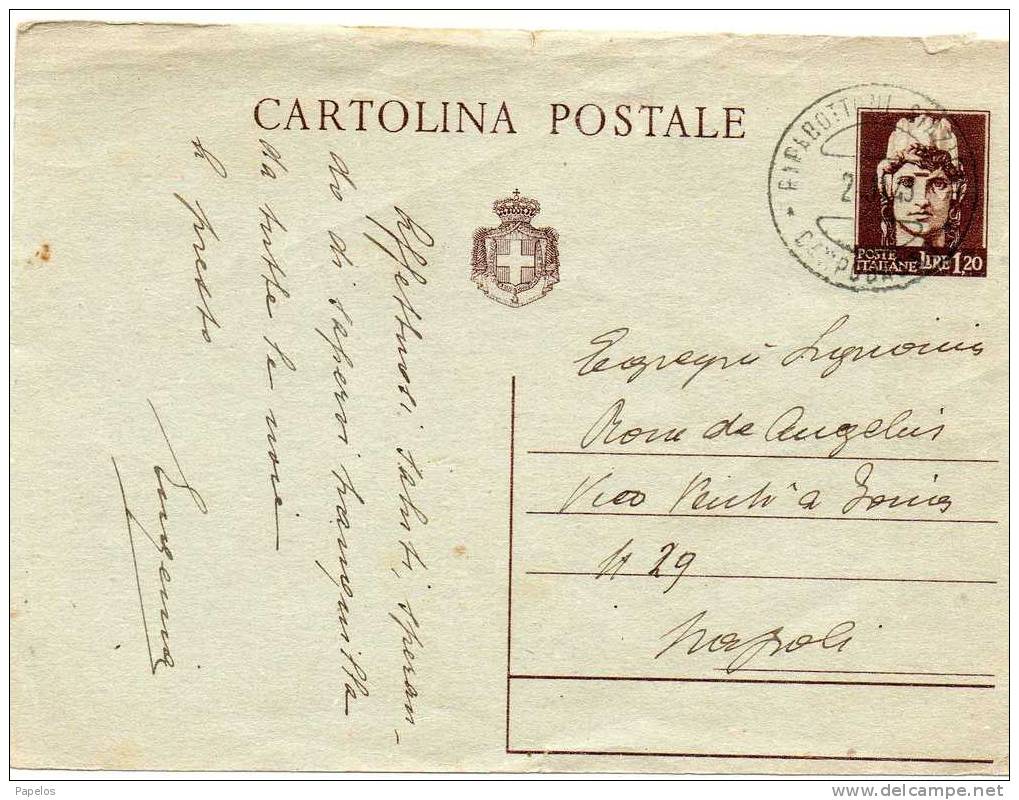 1945 STORIA POSTALE   CARTOLINA  RIPABOTTONI  CAMPOBASSO - Marcofilie