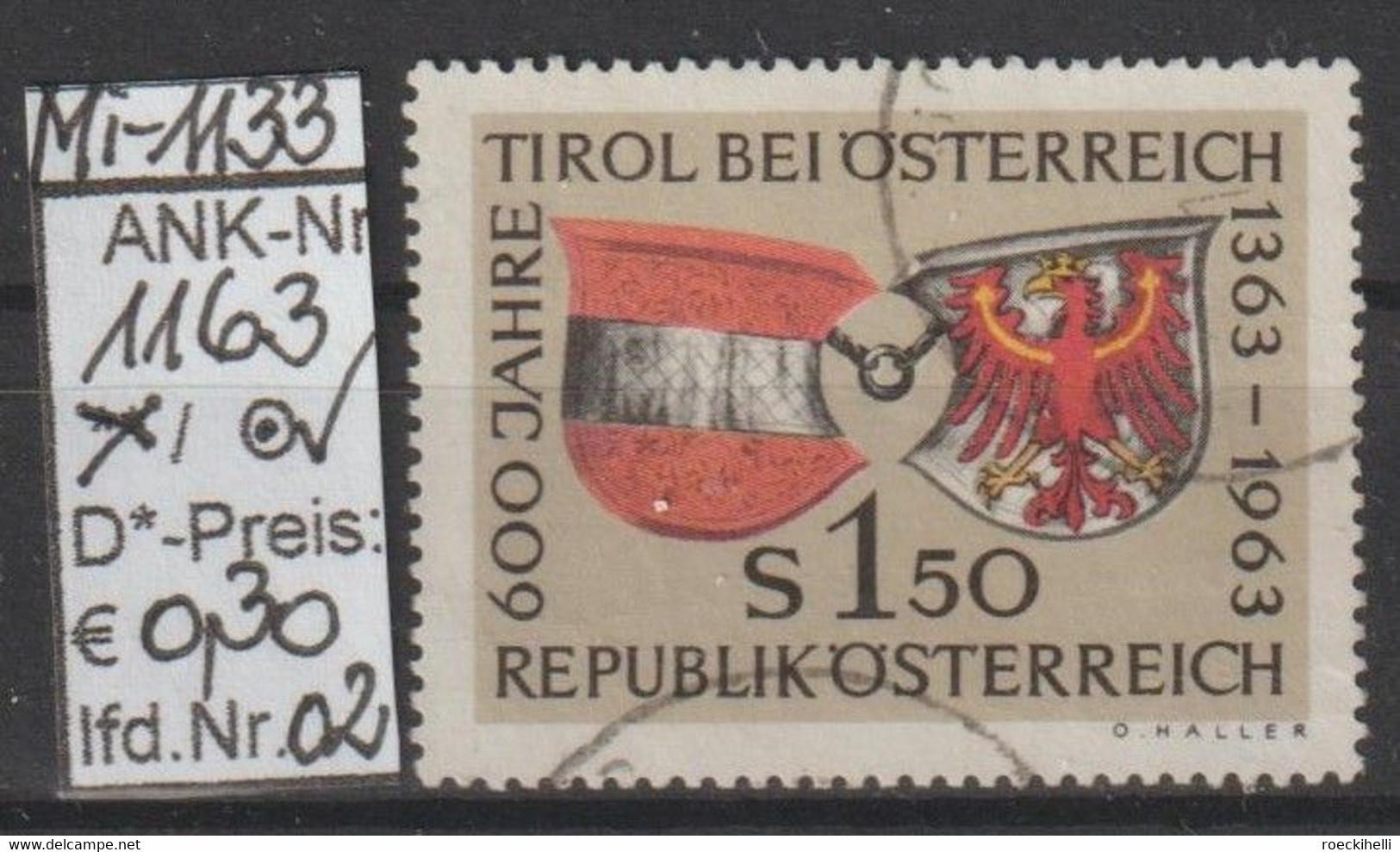 1963 - ÖSTERREICH -  SM  "600 Jahre Tirol Bei Österreich" S 1,50 Mehrf. -  O  Gestempelt - Siehe Scan (1163o 02     At) - Used Stamps