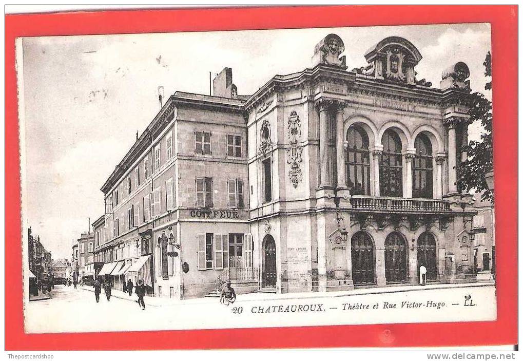 Chateauroux CPA 36 INDRE Theatre Et Rue Victor Hugo SORTING POSTMARK UK MORE CHEAP FRANCE + PAS DE CALAIS LISTED - Chateauroux