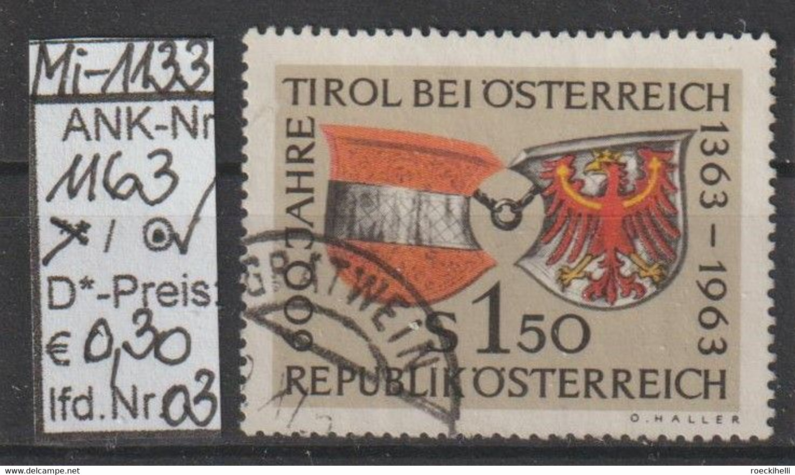 1963 - ÖSTERREICH -  SM  "600 Jahre Tirol Bei Österreich" S 1,50 Mehrf. -  O  Gestempelt - Siehe Scan (1163o 03     At) - Gebraucht