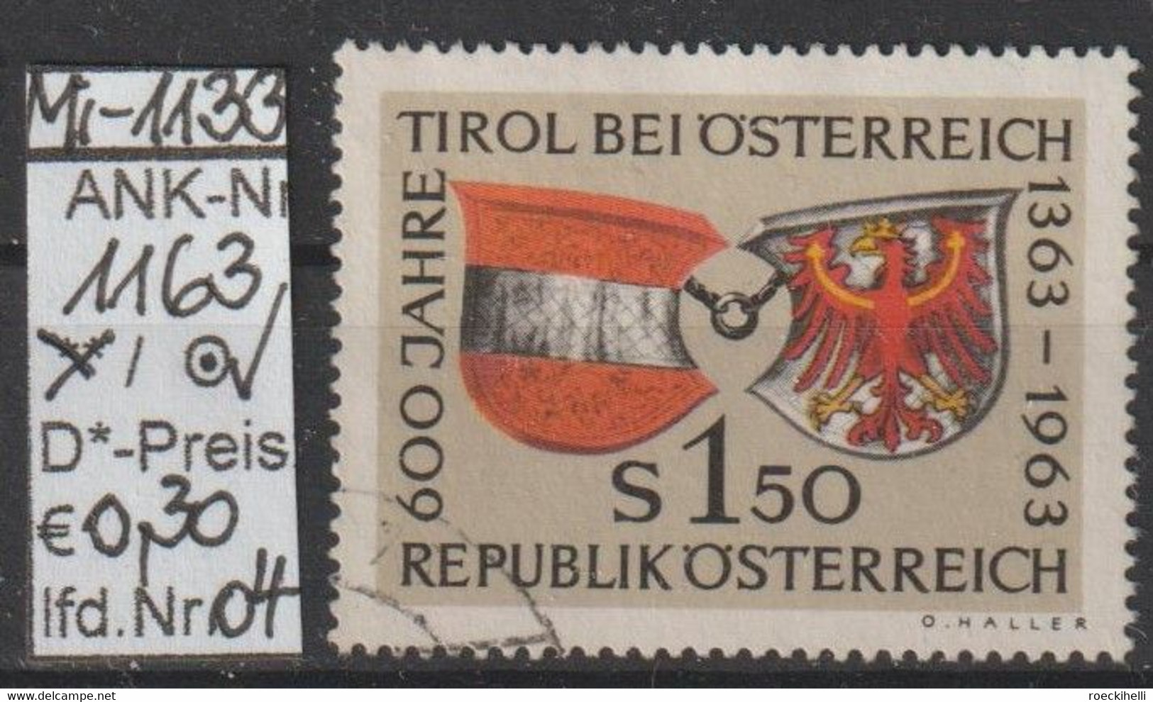 1963 - ÖSTERREICH -  SM  "600 Jahre Tirol Bei Österreich" S 1,50 Mehrf. -  O  Gestempelt - Siehe Scan (1163o 04     At) - Oblitérés