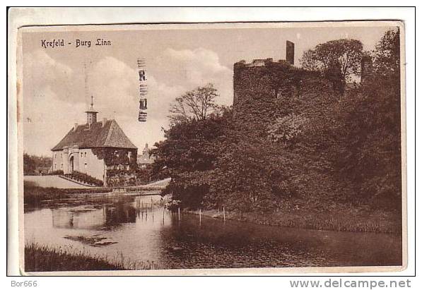 GOOD OLD GERMANY Postcard - Krefeld - Burg Linn - Posted 1930 - Krefeld