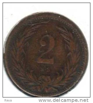 HUNGARY 2 FILLER WREATH  FRONT  CROWN  BACK DATED 1895  KM481 VF READ DESCRIPTION CAREFULLY !!! - Hungary