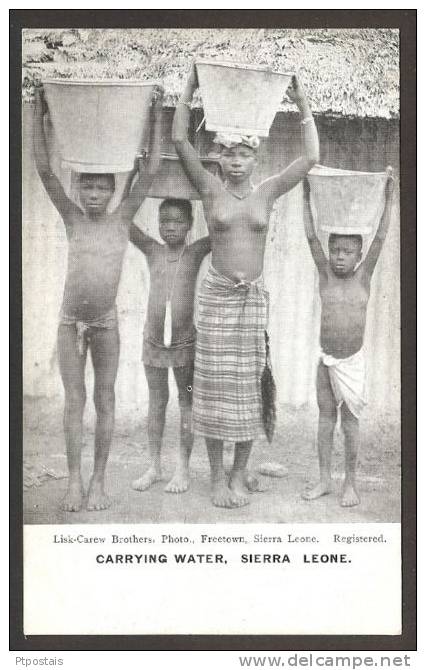 SIERRA LEONE (Africa) - Carrying Water - Black Nude Women - Sierra Leone