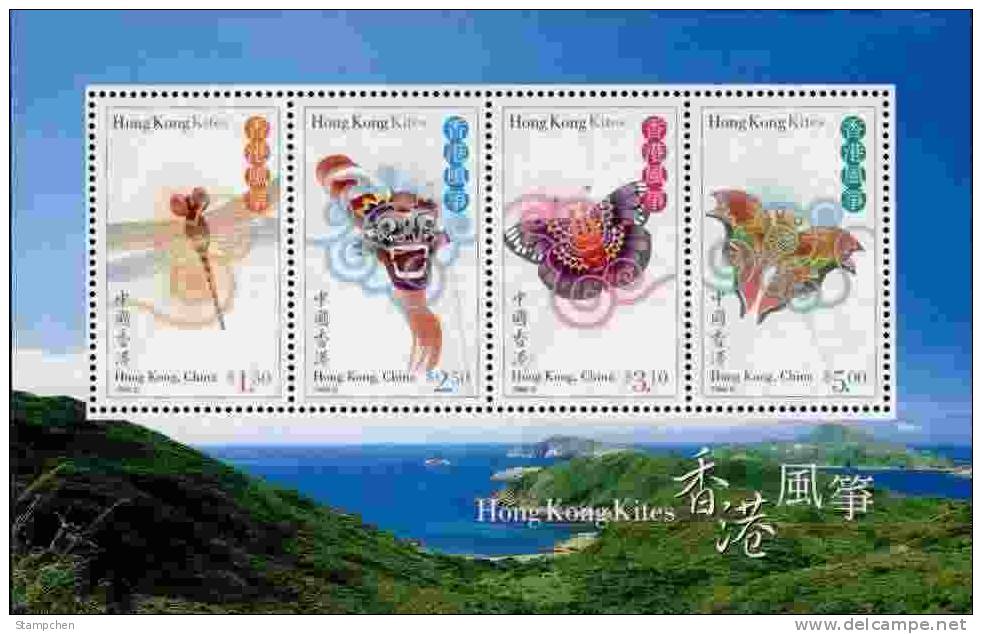 Hong Kong 1998 Paper Kites Stamps S/s Dragonfly Dragon Butterfly Butterflies Moth Kite Island Mount - Sin Clasificación