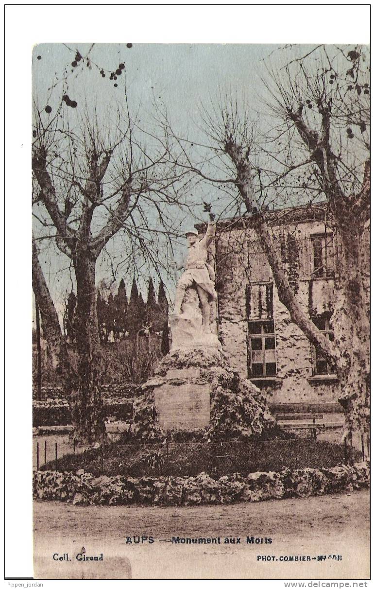 83 AUPS *  Monument Aux Morts  * Belle CPA Datée De 1932 - Aups