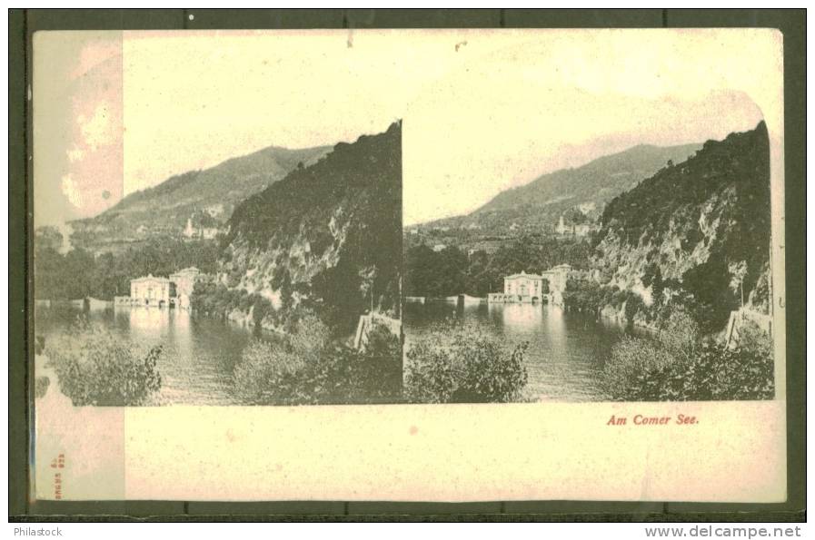 CPA Allemande Stéréo Am Comer See - Stereoscope Cards